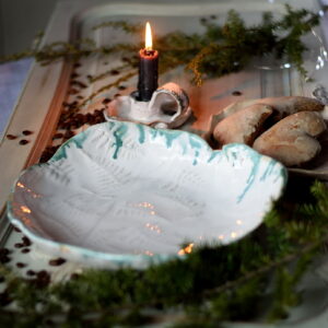 Biała misa ceramiczna , ręczna robota