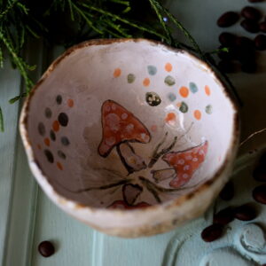 Ręcznie robiona miseczka – malowane muchomorki, idealna na przystawki, cukier i inne 3