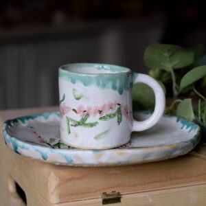 Komplet ceramiczny kubek i duży talerz 2.